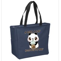 A Boba A Day Keeps The Reality Away Cute Panda Zip Tote Bag
