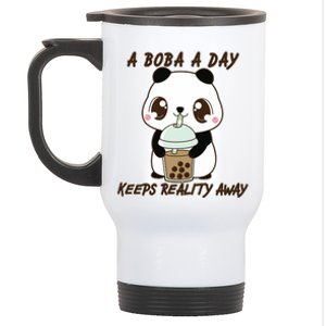 A Boba A Day Keeps The Reality Away Cute Panda Stainless Steel Travel Mug