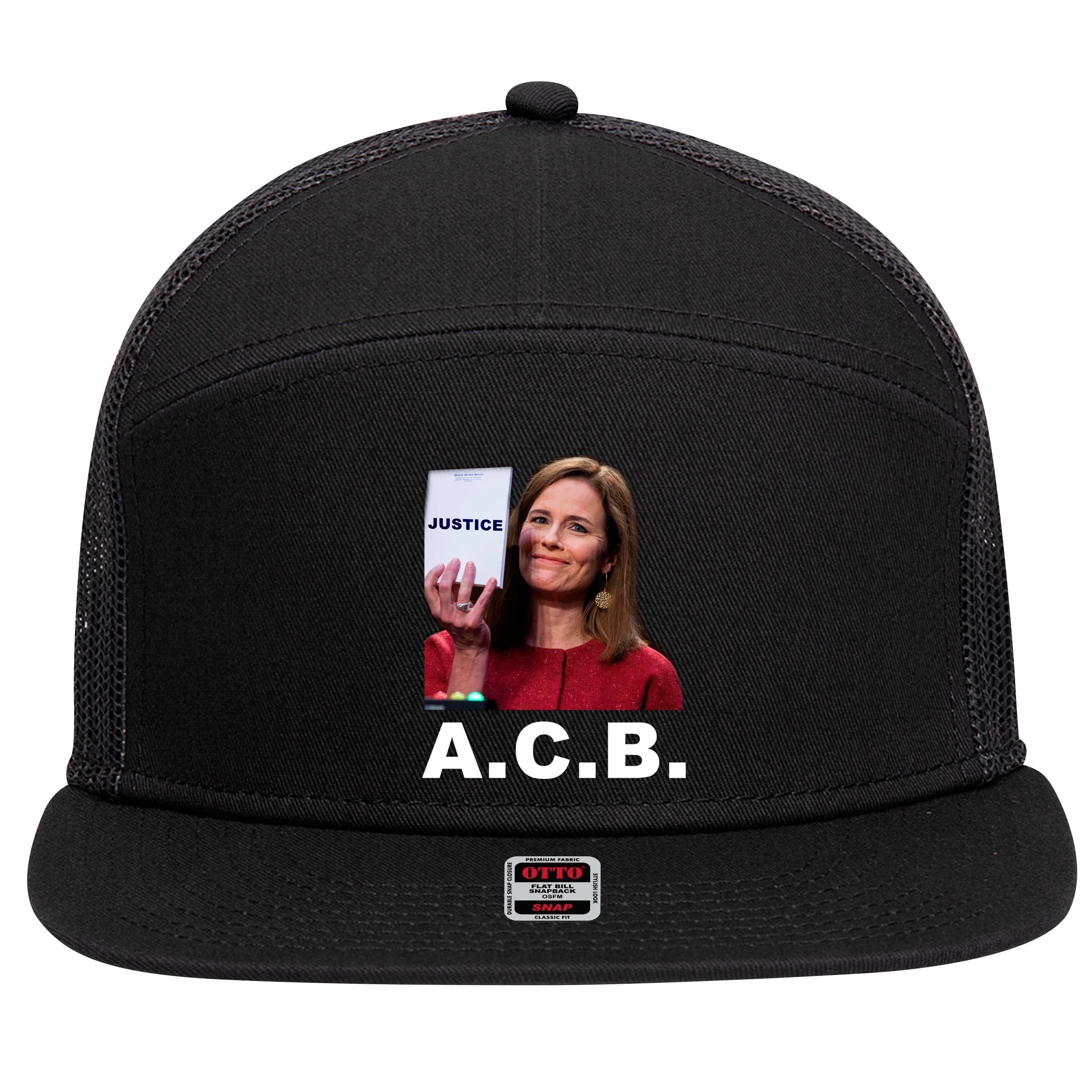 A.C.B. Justice Notepad Amy Barrett 7 Panel Mesh Trucker Snapback Hat
