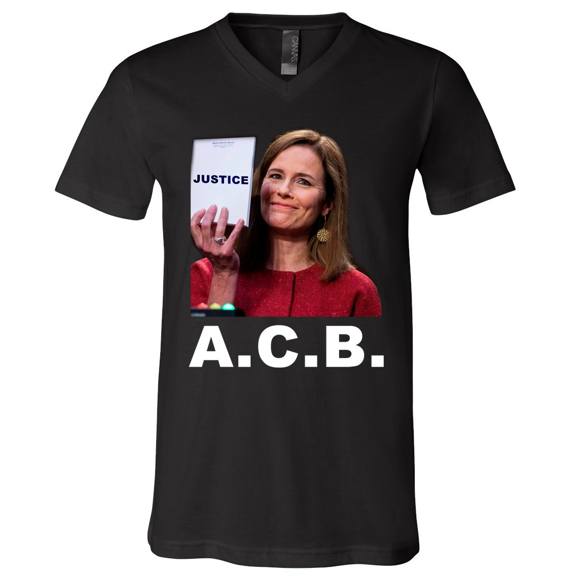 A.C.B. Justice Notepad Amy Barrett V-Neck T-Shirt