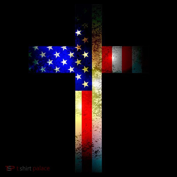 A christian cross comprised of the American Flag Impact Tech Backpack
