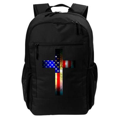 A christian cross comprised of the American Flag Backpack