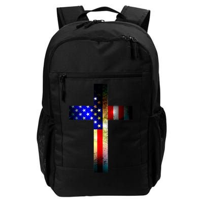 A christian cross comprised of the American Flag Daily Commute Backpack