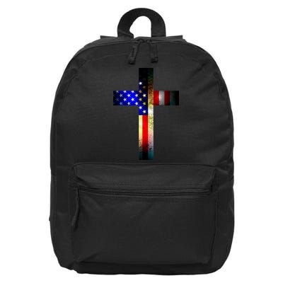 A christian cross comprised of the American Flag 16 in Basic Backpack