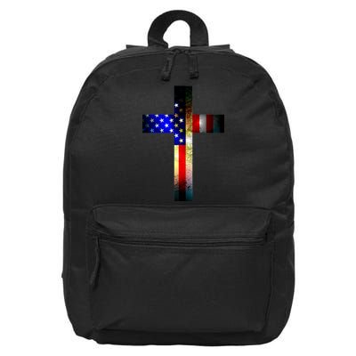 A christian cross comprised of the American Flag 16 in Basic Backpack