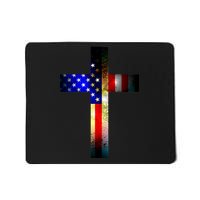 A christian cross comprised of the American Flag Mousepad