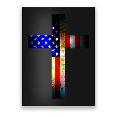 A christian cross comprised of the American Flag Poster
