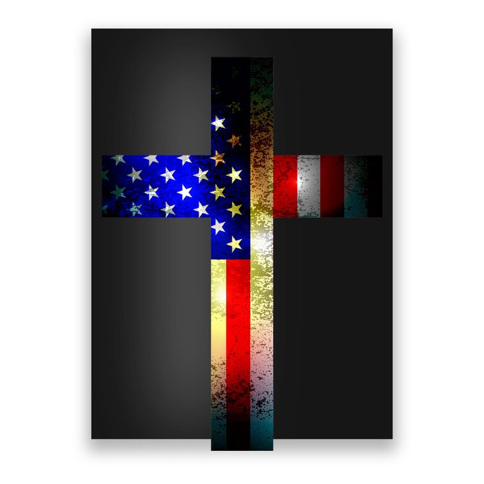 A christian cross comprised of the American Flag Poster