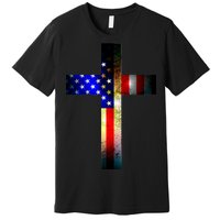 A christian cross comprised of the American Flag Premium T-Shirt