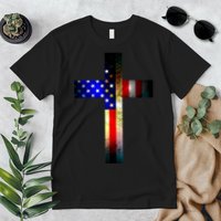 A christian cross comprised of the American Flag Premium T-Shirt
