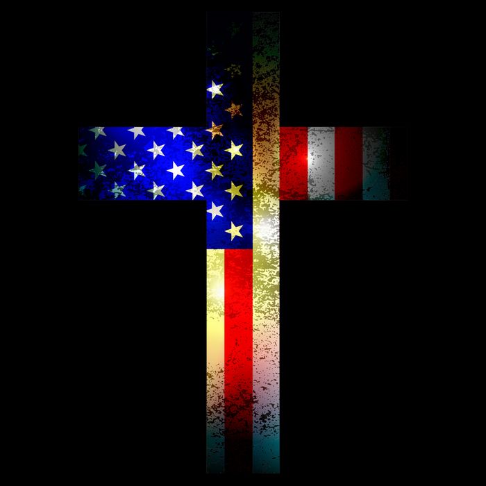 A christian cross comprised of the American Flag Baby Bodysuit