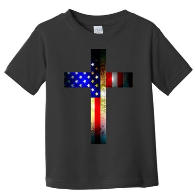 A christian cross comprised of the American Flag Toddler T-Shirt