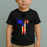 A christian cross comprised of the American Flag Toddler T-Shirt