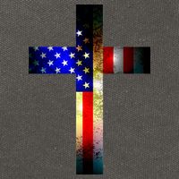 A christian cross comprised of the American Flag Cotton Canvas Backpack