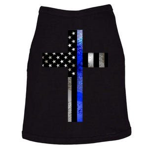 A Christian cross showing support for law enforcement - Thin Blue Line Doggie Tank