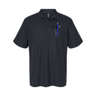 A Christian cross showing support for law enforcement - Thin Blue Line Polo