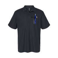 A Christian cross showing support for law enforcement - Thin Blue Line Softstyle Adult Sport Polo