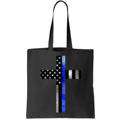A Christian cross showing support for law enforcement - Thin Blue Line Bag
