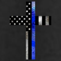 A Christian cross showing support for law enforcement - Thin Blue Line Tumbler