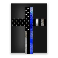 A Christian cross showing support for law enforcement - Thin Blue Line Poster