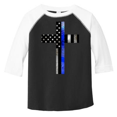 A Christian cross showing support for law enforcement - Thin Blue Line Toddler Fine Jersey T-Shirt