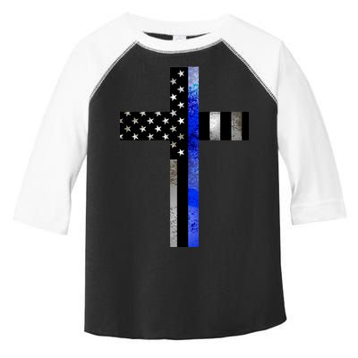 A Christian cross showing support for law enforcement - Thin Blue Line Toddler Fine Jersey T-Shirt