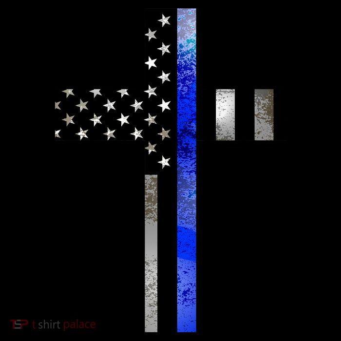 A Christian cross showing support for law enforcement - Thin Blue Line Tank Top