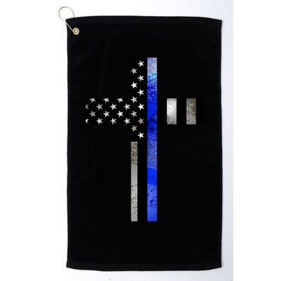 A Christian cross showing support for law enforcement - Thin Blue Line Golf Towel