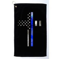 A Christian cross showing support for law enforcement - Thin Blue Line Golf Towel