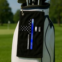 A Christian cross showing support for law enforcement - Thin Blue Line Golf Towel