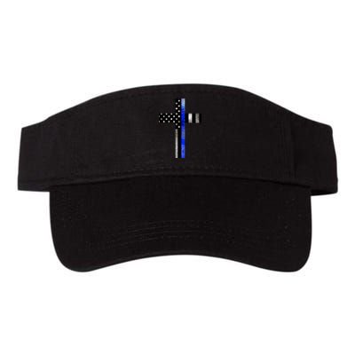 A Christian cross showing support for law enforcement - Thin Blue Line Valucap Bio-Washed Visor