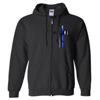 A Christian cross showing support for law enforcement - Thin Blue Line Full Zip Hoodie