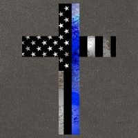 A Christian cross showing support for law enforcement - Thin Blue Line Cotton Canvas Backpack