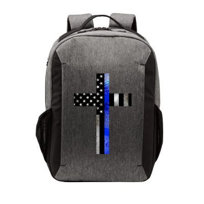 A Christian cross showing support for law enforcement - Thin Blue Line Vector Backpack