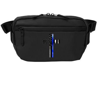 A Christian cross showing support for law enforcement - Thin Blue Line Crossbody Pack