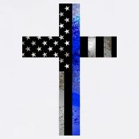 A Christian cross showing support for law enforcement - Thin Blue Line Garment-Dyed Sweatshirt