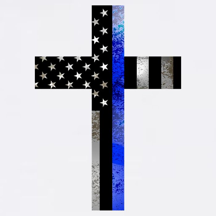 A Christian cross showing support for law enforcement - Thin Blue Line Garment-Dyed Sweatshirt
