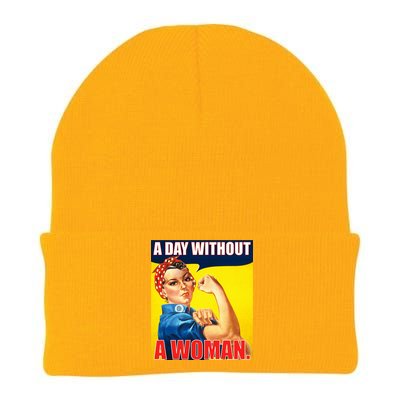 A Day Without A Woman Rosie Riveter WWII Poster Knit Cap Winter Beanie