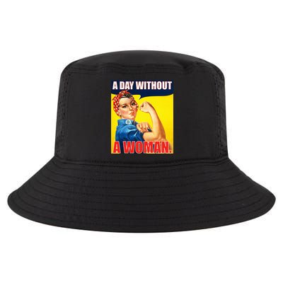 A Day Without A Woman Rosie Riveter WWII Poster Cool Comfort Performance Bucket Hat