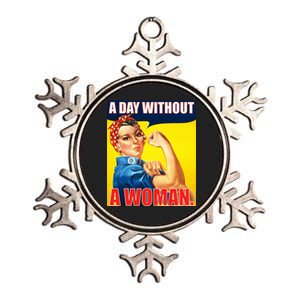 A Day Without A Woman Rosie Riveter WWII Poster Metallic Star Ornament