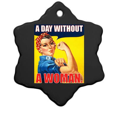 A Day Without A Woman Rosie Riveter WWII Poster Ceramic Star Ornament