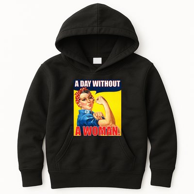 A Day Without A Woman Rosie Riveter WWII Poster Kids Hoodie