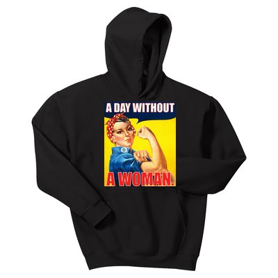 A Day Without A Woman Rosie Riveter WWII Poster Kids Hoodie