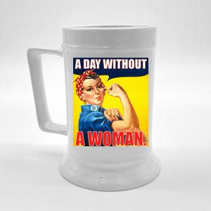 A Day Without A Woman Rosie Riveter WWII Poster Beer Stein