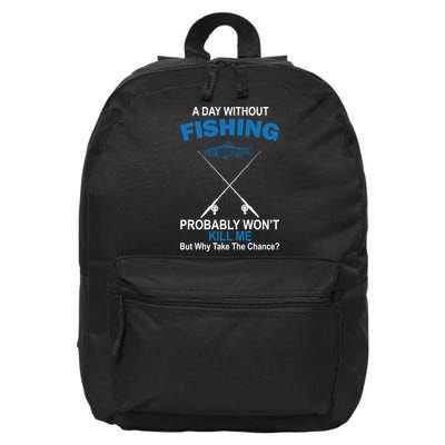 A Day Without Fishing Funny 16 in Basic Backpack