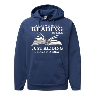 A Day Without Reading Performance Fleece Hoodie