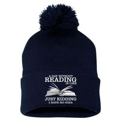 A Day Without Reading Pom Pom 12in Knit Beanie