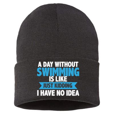 A Day Without Swimming  Sustainable Knit Beanie