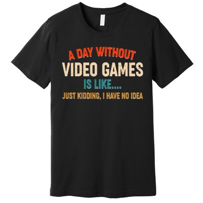 A Day Without Video Games Is Like Just Kidding I Have No Idea Premium T-Shirt