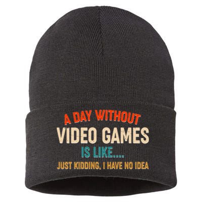 A Day Without Video Games Is Like Just Kidding I Have No Idea Sustainable Knit Beanie